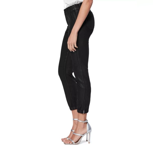 Paige Mayslie Cropped Coated Jogger Pants - Black - Size 27 - Picture 5 of 7